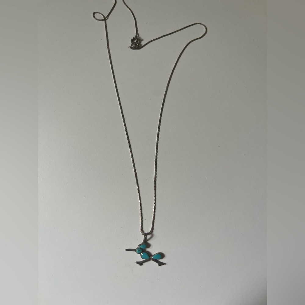 Sterling Silver Turquoise Roadrunner Necklace